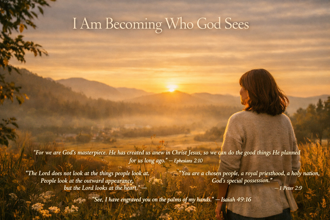 I Am Becoming Who God Sees Jazzy Faith Designs