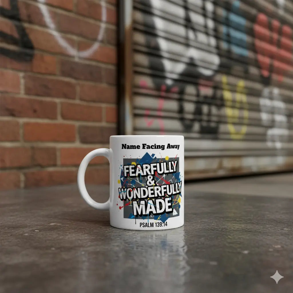 Personalised Psalm 139:14 'Fearfully & Wonderfully Made' Mug Jazzy Faith Designs